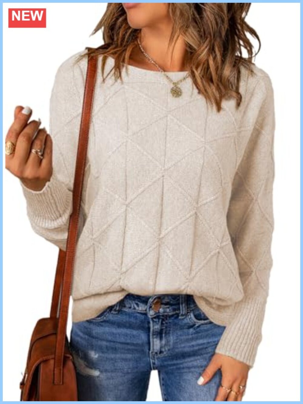 Women's Lightweight Crewneck Batwing Sleeve Pullover Sweater